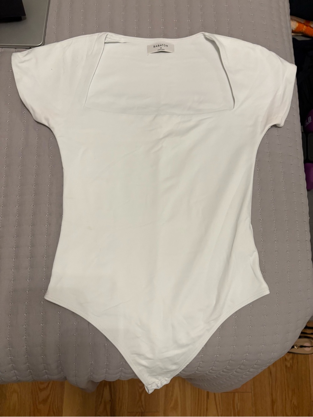 Babaton White Square-Neck Bodysuit